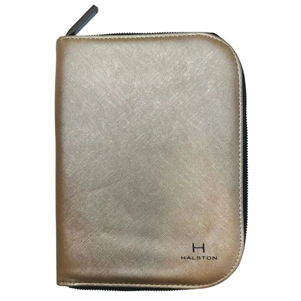 Halston Gold Travel Jewelry Organizer Case 9x6.5” Zip Around-Earrings Necklaces